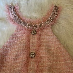 This is a handmade pink tweed dress medium